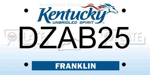 DZAB25 Kentucky License Plate
