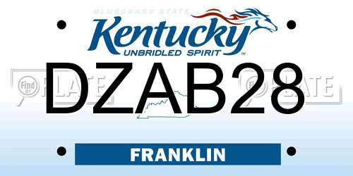DZAB28 Kentucky License Plate