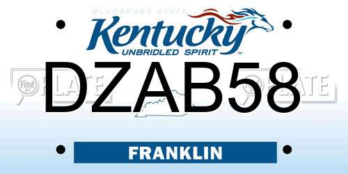 DZAB58 Kentucky License Plate