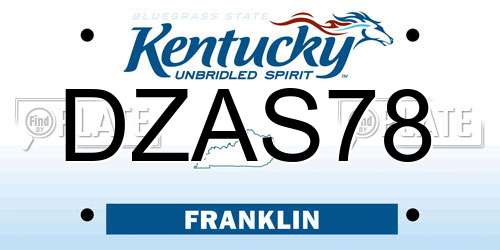 DZAS78 Kentucky License Plate