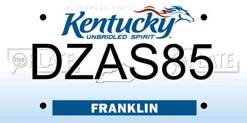 DZAS85 Kentucky License Plate