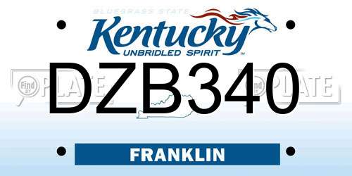 DZB340 Kentucky License Plate
