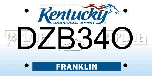 DZB34O Kentucky License Plate