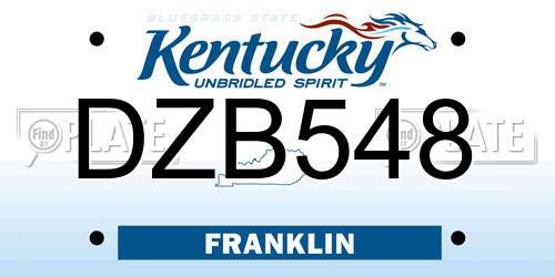 DZB548 Kentucky License Plate