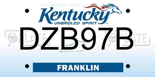 DZB97B Kentucky License Plate