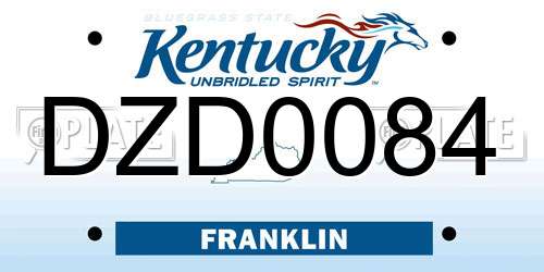 DZD0084 Kentucky License Plate