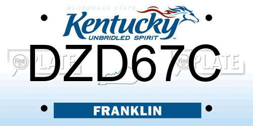 DZD67C Kentucky License Plate