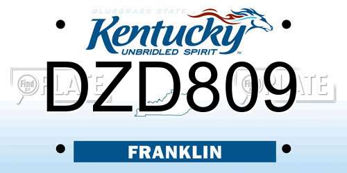 DZD809 Kentucky License Plate
