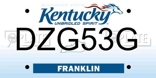 DZG53G Kentucky License Plate