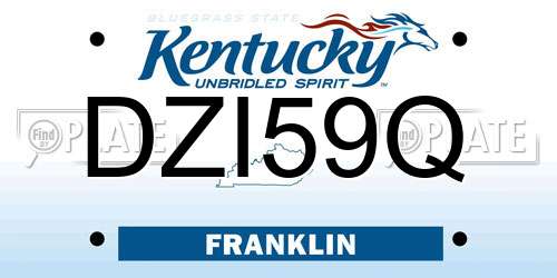 DZI59Q Kentucky License Plate