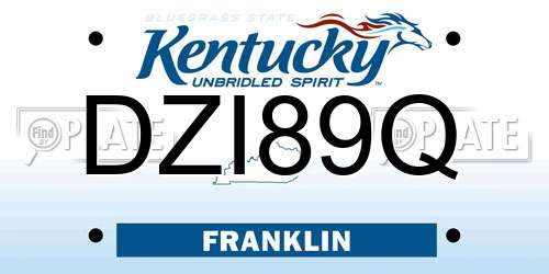 DZI89Q Kentucky License Plate