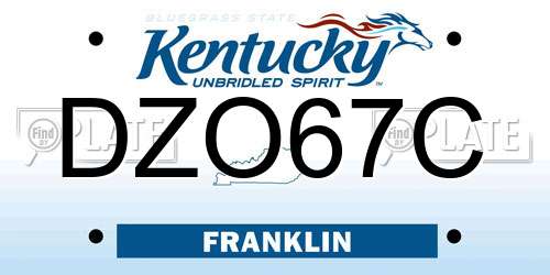 DZO67C Kentucky License Plate