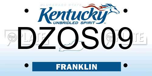 DZOS09 Kentucky License Plate