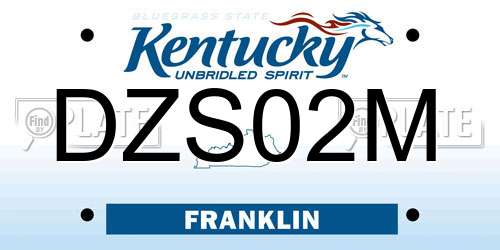 DZS02M Kentucky License Plate