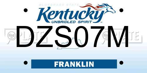 DZS07M Kentucky License Plate