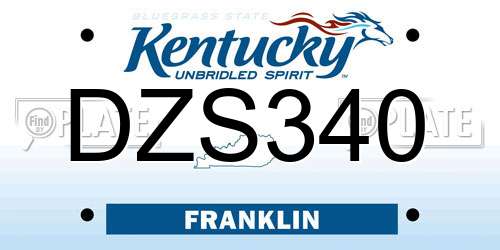 DZS340 Kentucky License Plate