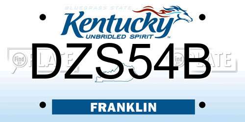 DZS54B Kentucky License Plate