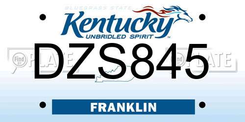 DZS845 Kentucky License Plate