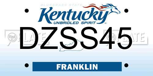 DZSS45 Kentucky License Plate