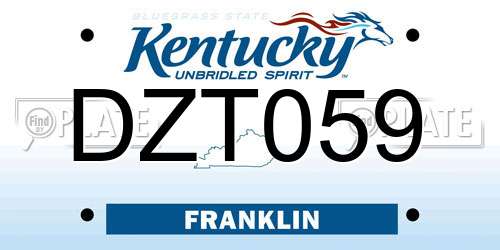 DZT059 Kentucky License Plate