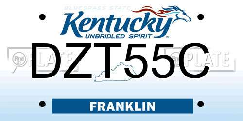 DZT55C Kentucky License Plate