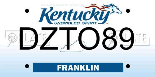 DZTO89 Kentucky License Plate