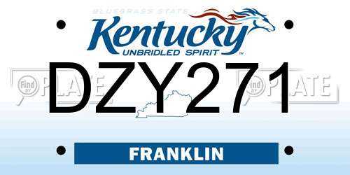 DZY271 Kentucky License Plate