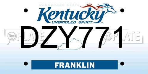 DZY771 Kentucky License Plate