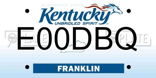 E00DBQ Kentucky License Plate