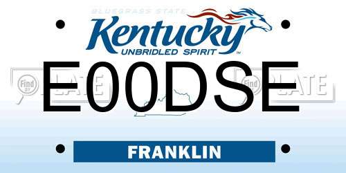 E00DSE Kentucky License Plate