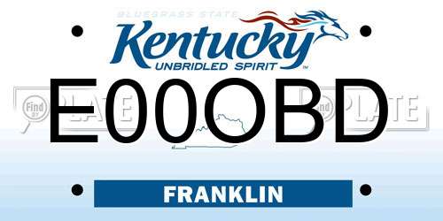 E00OBD Kentucky License Plate