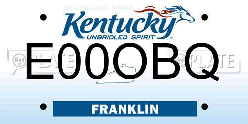 E00OBQ Kentucky License Plate