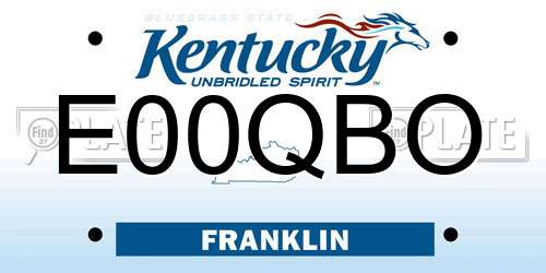 E00QBO Kentucky License Plate