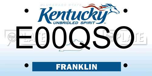E00QSO Kentucky License Plate