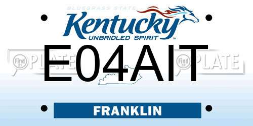 E04AIT Kentucky License Plate
