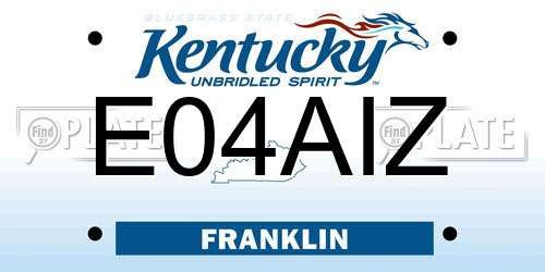E04AIZ Kentucky License Plate