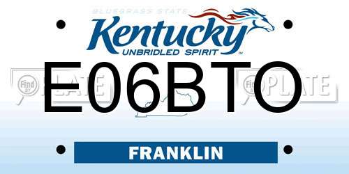 E06BTO Kentucky License Plate