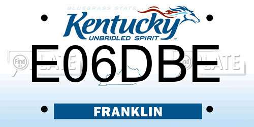 E06DBE Kentucky License Plate