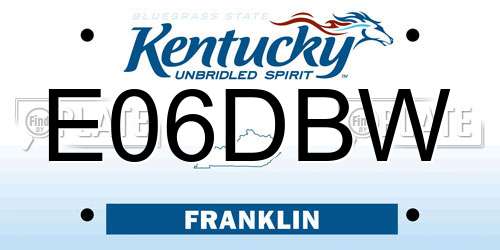 E06DBW Kentucky License Plate