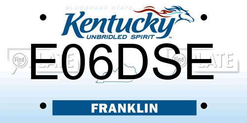 E06DSE Kentucky License Plate