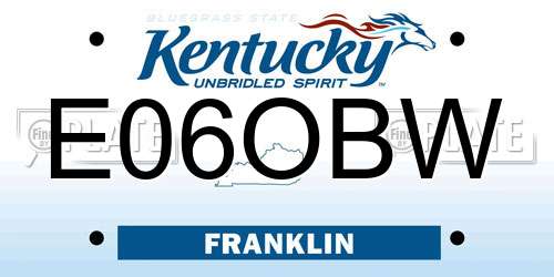 E06OBW Kentucky License Plate