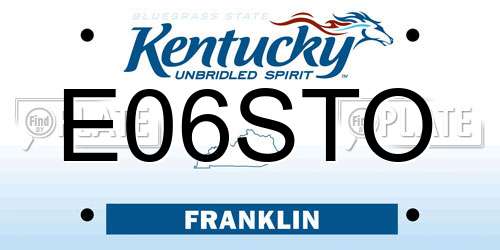 E06STO Kentucky License Plate