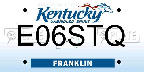 E06STQ Kentucky License Plate