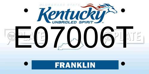 E07006T Kentucky License Plate