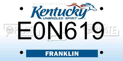 E0N619 Kentucky License Plate