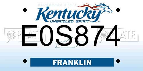 E0S874 Kentucky License Plate