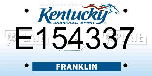 E154337 Kentucky License Plate