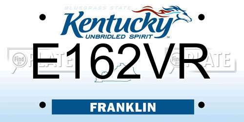 E162VR Kentucky License Plate