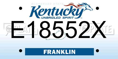 E18552X Kentucky License Plate