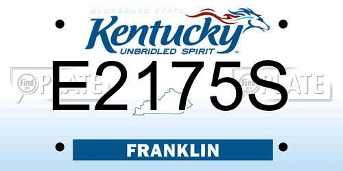 E2175S Kentucky License Plate